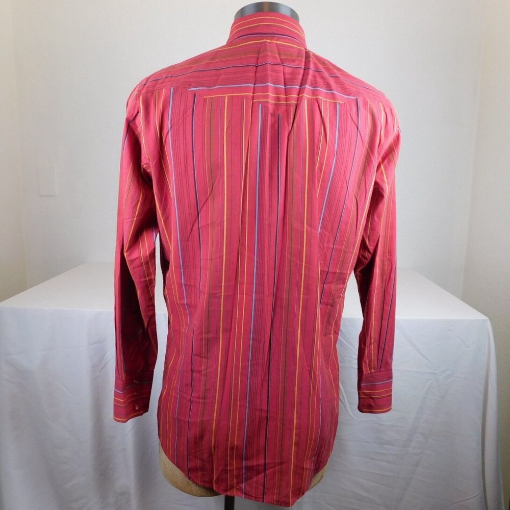 White Horse Pearl Snap Up Men Red with Stripes Shirt Western Rockabilly Size L - Picture 3 of 10
